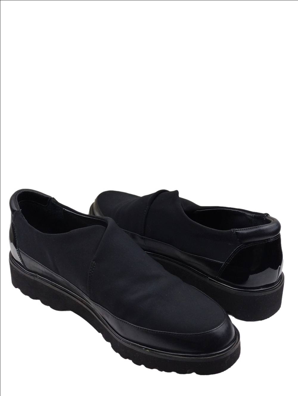 Donald J Pliner Carly Black Textile Leather Crisscross Upper Slip On Loafer Shoe